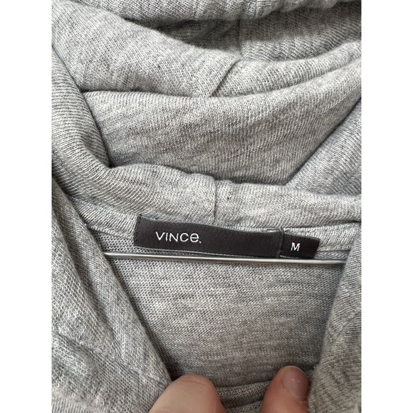 Vince Men’s Grey with Navy Stripe 100% Cotton Hoodie Size Medium - Picture 3 of 4